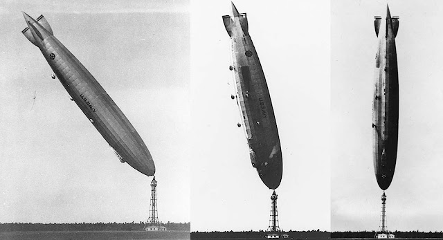 700 Foot Long Airship, USS Los Angeles Goes Tail Up on August, 25, 1927
