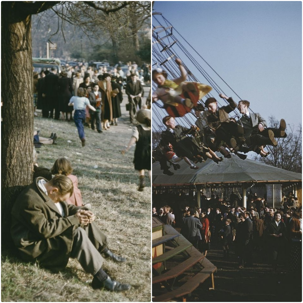 Color Vintage Photos of Hampstead Heath Easter Fair in 1956