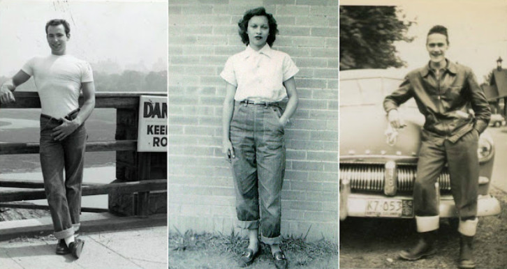 35 Cool Snaps Capture Teenagers Wearing Cuffed Jeans in the 1950s ‎