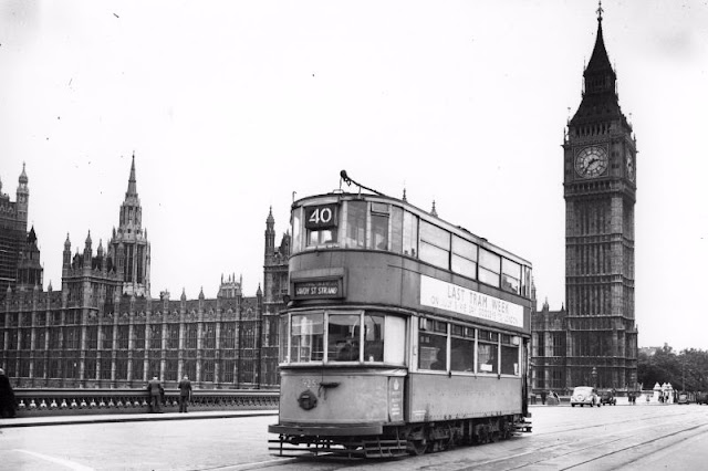 Historic Photos of the Last Trams in London in July 1952
