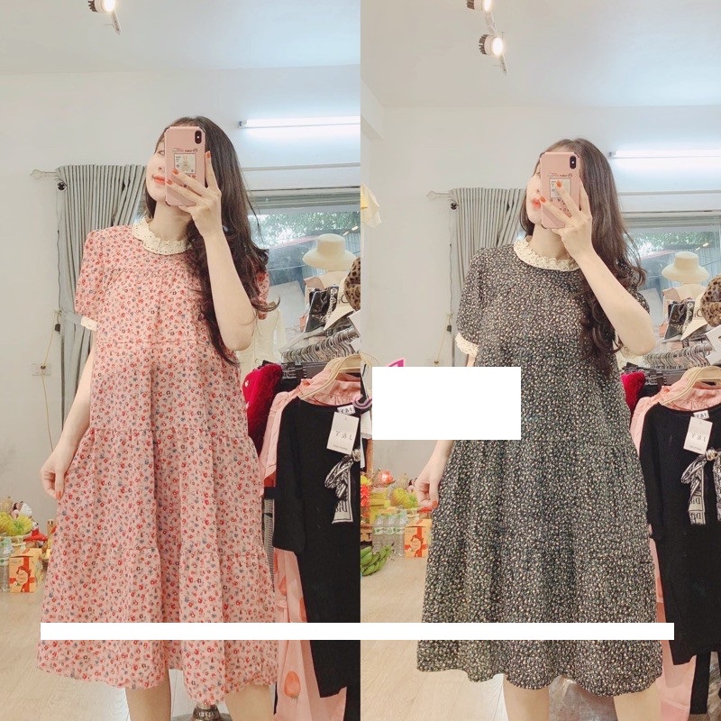 Váy bầu đẹp  Đầm bầu suông voan bi 2 lớp thời trang V218  Lazadavn