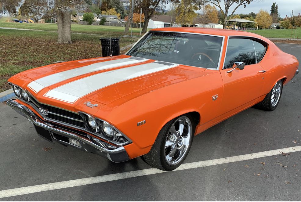 Adding to the sporty and muscular appearance of the 1969 Chevelle SS 396 were the optional hood stripes.