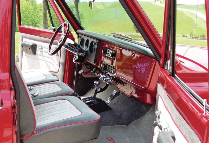 The interior of the 1969 GMC truck was designed with simplicity and functionality in mind.